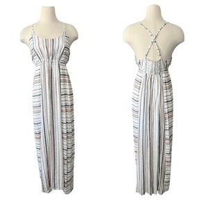 Liverpool Los Angeles Maxi Dress Size S Striped Multi Smocked Back Boho Feminine